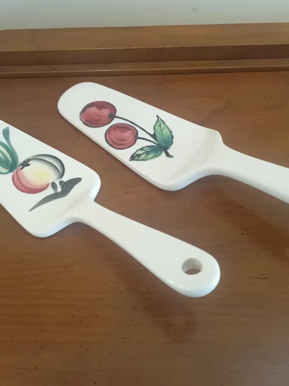 Vintage Puritan Pottery Ceramic Cake Servers (2)